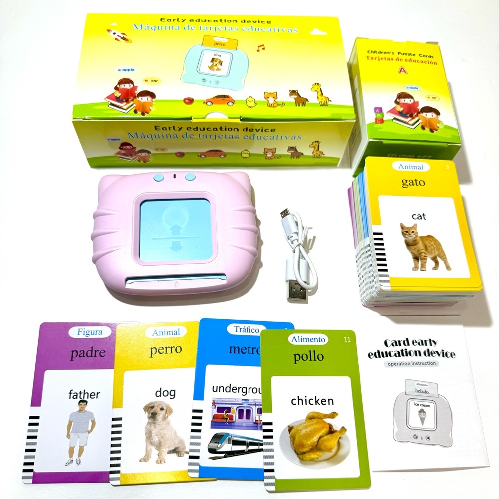 Bilingual Flash Card for Kids Battery Unisex Spanish English 224 Pictures